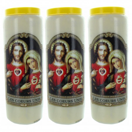 Set di 3 candele Novena Cuori Uniti 17,5 cm