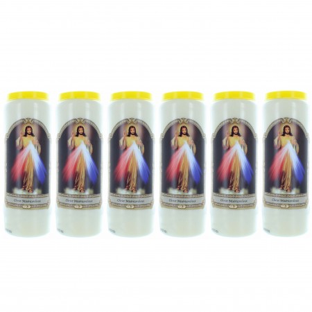 Set di 6 candele da novena Cristo Misericordioso 17,5 cm