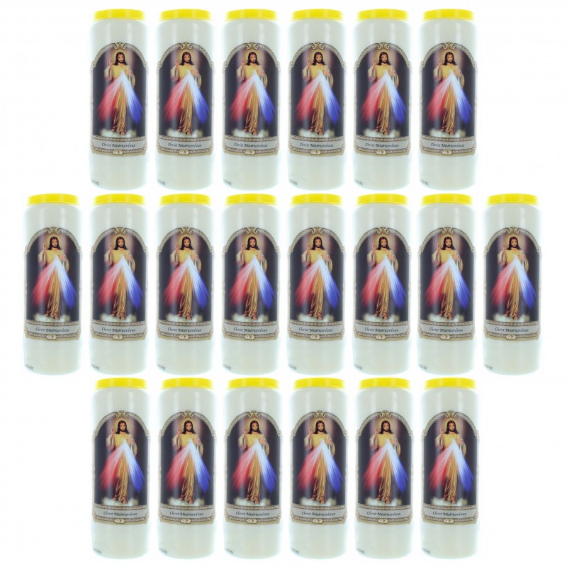 Set di 20 candele da novena Cristo Misericordioso 17,5 cm