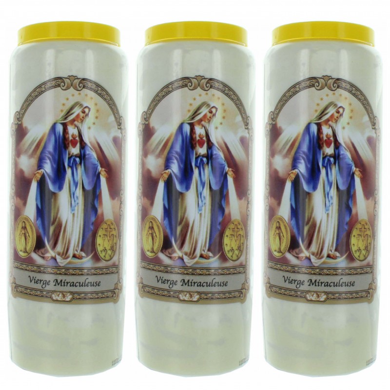 Set di 3 candele Novena della Vergine Miracolosa 17,5 cm