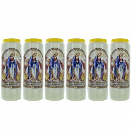 Set of 6 Novena Candles of the Miraculous Virgin 17,5cm