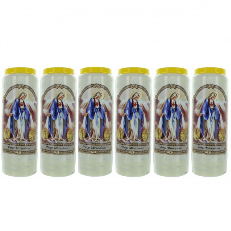 Set of 6 Novena Candles of the Miraculous Virgin 17,5cm