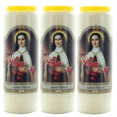 Set di 3 candele da novena Santa Teresa 17,5 cm