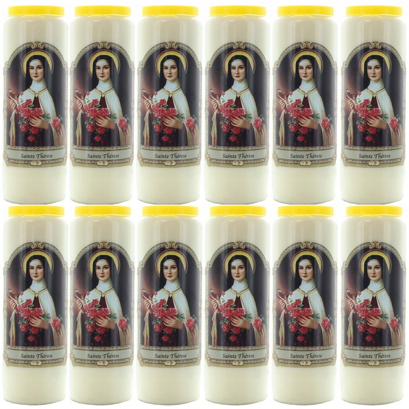 Set of 12 Novena Candles Saint Theresa 17,5 cm