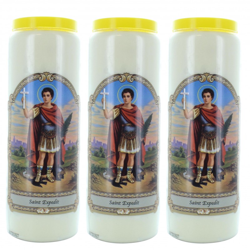Set of 3 Novena Candles Saint Expedit