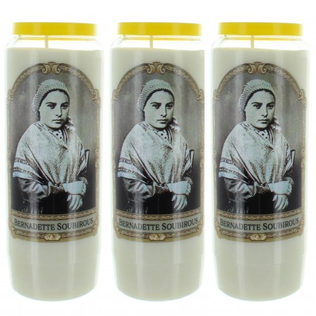 Set of 3 Novena Candles of Saint Bernadette 17,5cm