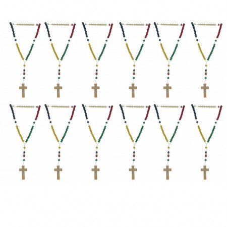 Lot de 12 chapelets de mission multicolore sur corde