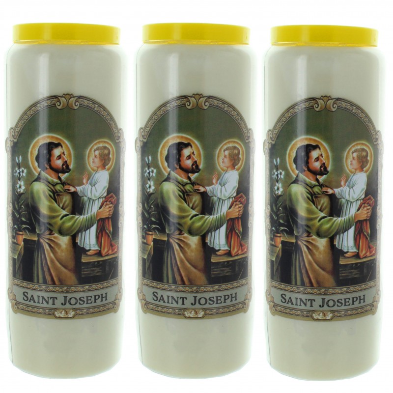Set of 3 Novena candles of Saint Joseph 17,5cm