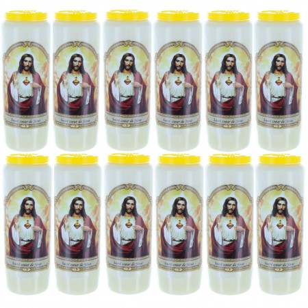 Set di 12 candele da novena Sacro Cuore di Gesù 17,5 cm