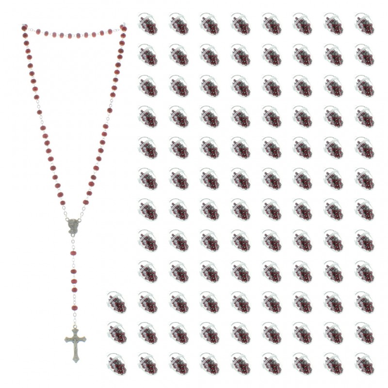 Confezione da 100 grani del rosario profumati alla rosa in astuccio ovale
