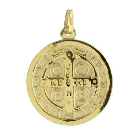 Medaglia di San Benedetto in oro 9 carati, 20mm, 3,14g