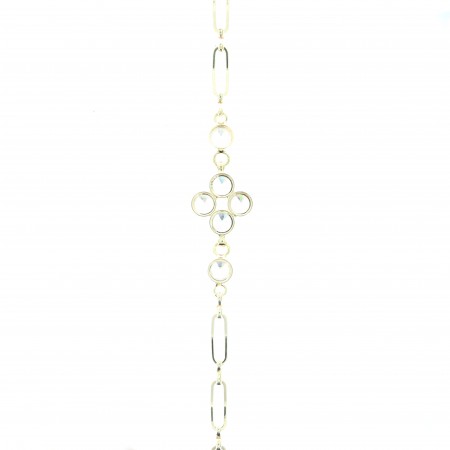 Bracelet religieux en métal doré avec croix en zircon