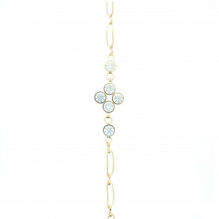 Religious bracelet in gold-plated metal with a zircon cross