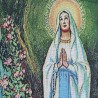 Tenture en tissu de l'Apparition de Lourdes brodée en dorée