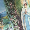 Tenture en tissu de l'Apparition de Lourdes brodée en dorée