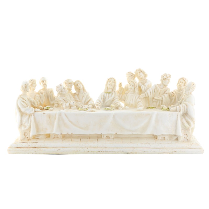 White resin Last Supper without base 25x10cm
