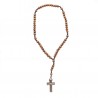 Cord rosary wood beads, Pax cross and Lourdes