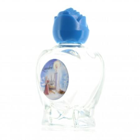 Flacon verre en coeur Apparition de Lourdes avec 20 ml d'eau de Lourdes