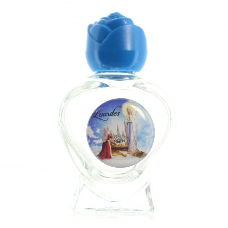 Heart-shaped 20 ml glass bottle with Lourdes water and Lourdes Apparition