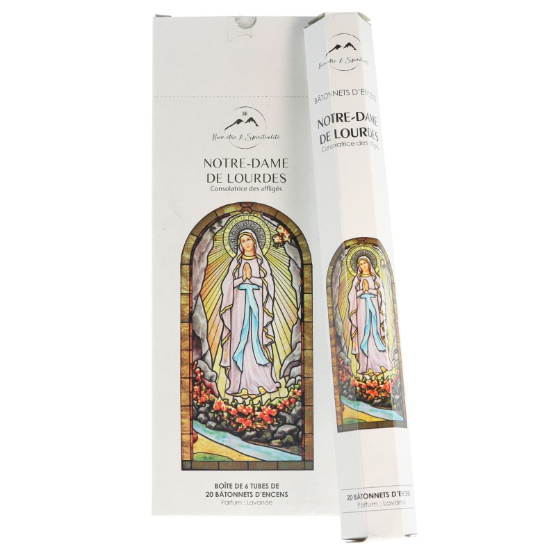 120 bastoncini d'incenso della Madonna di Lourdes e una preghiera