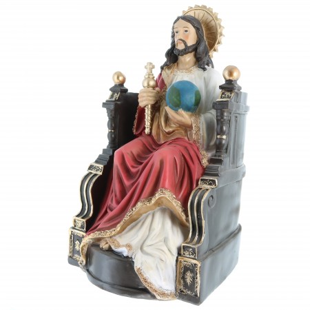 Statua di Gesù seduto in trono in resina, 30 cm