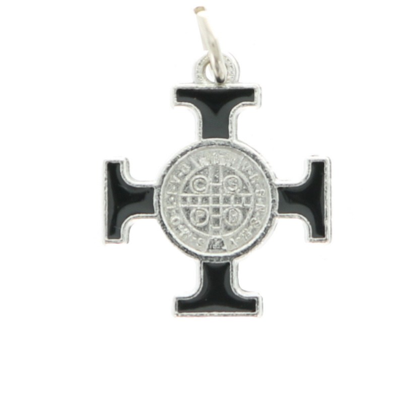 Pendant square cross of Saint Benedict black