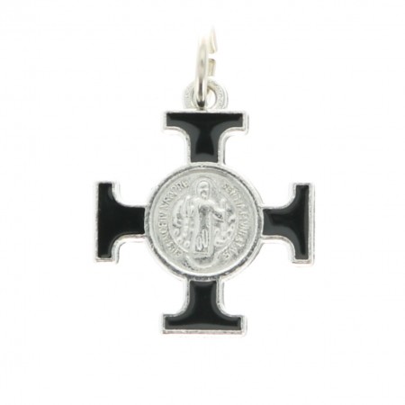 Pendant square cross of Saint Benedict black