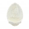 Oval stoup Apparition of Lourdes in white resin
