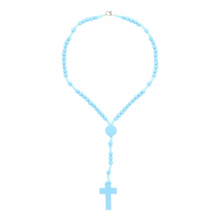 Wooden rosary for children made of rope and cubic wood