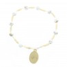 Bracelet de Communion sur corde avec perles blanches