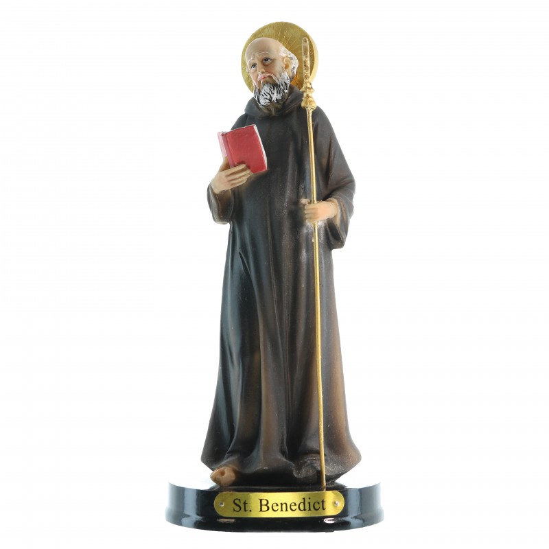 Statua di San Benedetto in resina 22 cm