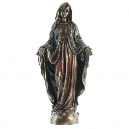 Statua della Vergine Miracolosa in bronzo di 21 cm