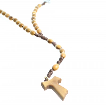 Padre Pio rosary in olive wood on cord