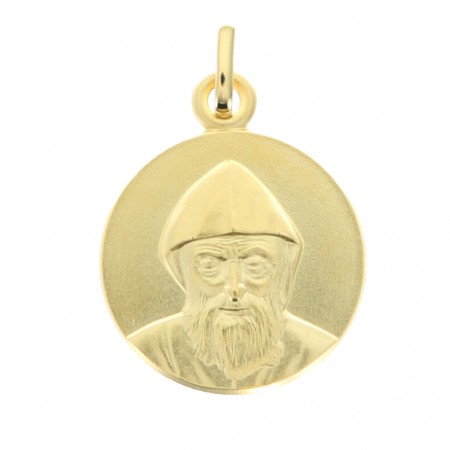 Médaille de Saint Charbel de 16mm plaqué or