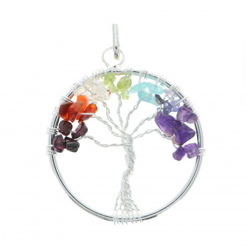 Tree of life pendant with natural stones