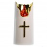 Bougie LED avec croix et finition dorée