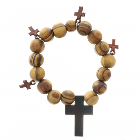 Chapelet dizainier en bois avec 4 croix