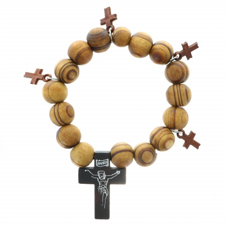 Chapelet dizainier en bois avec 4 croix