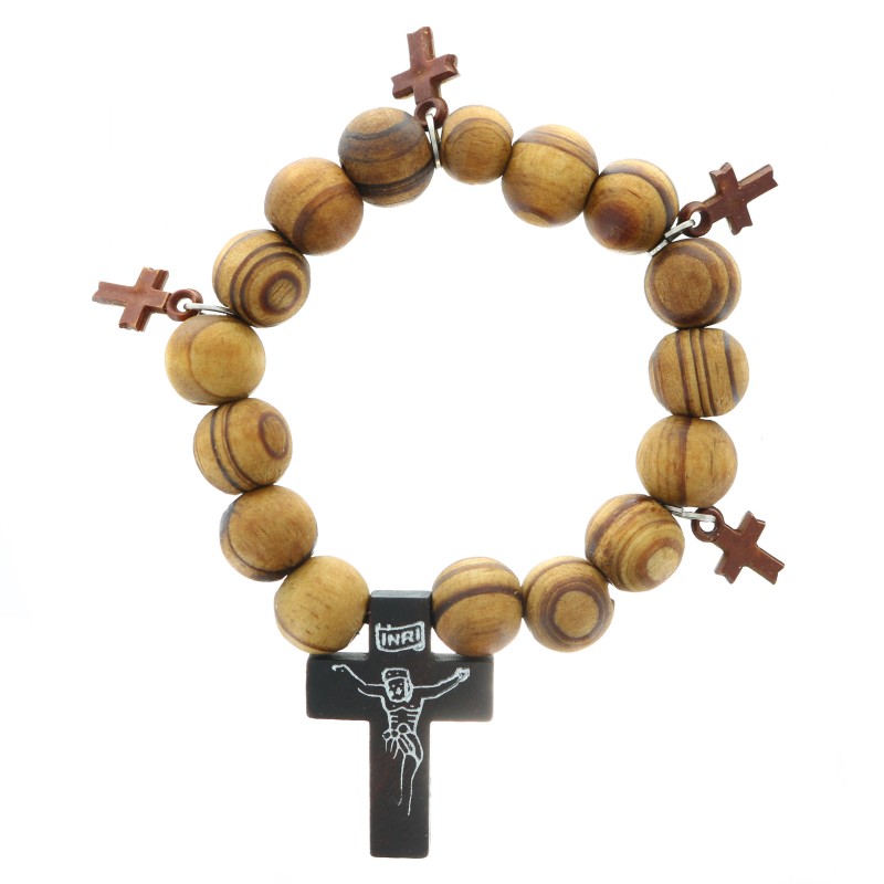 Rosario in legno con 4 croci - negozio online di oggetti religiosi cattolici