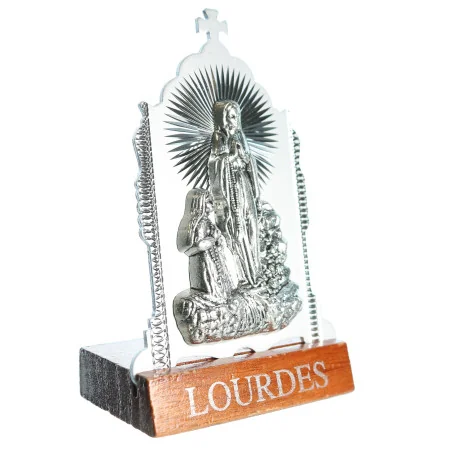 Cadre de l'Apparition de Lourdes sur socle bois