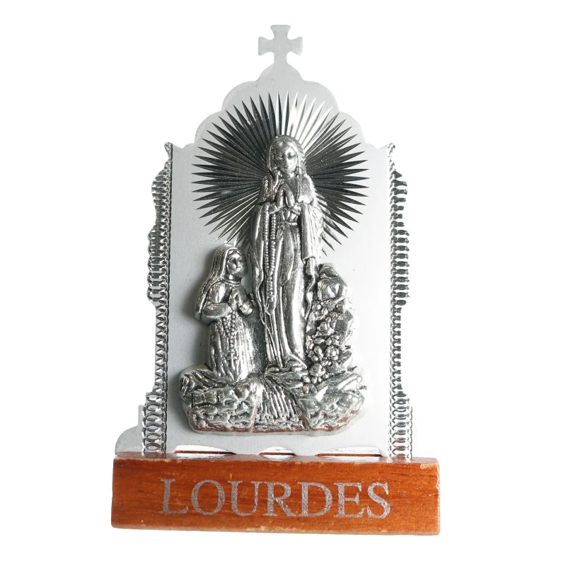 Cadre de l'Apparition de Lourdes sur socle bois