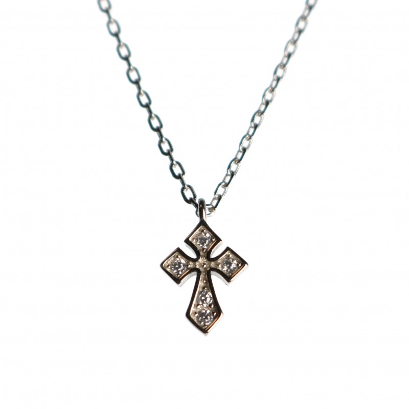 Silver cross with rhinestones