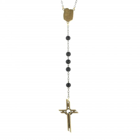 Rosary with center piece of the Holy Family in satin-finished glass