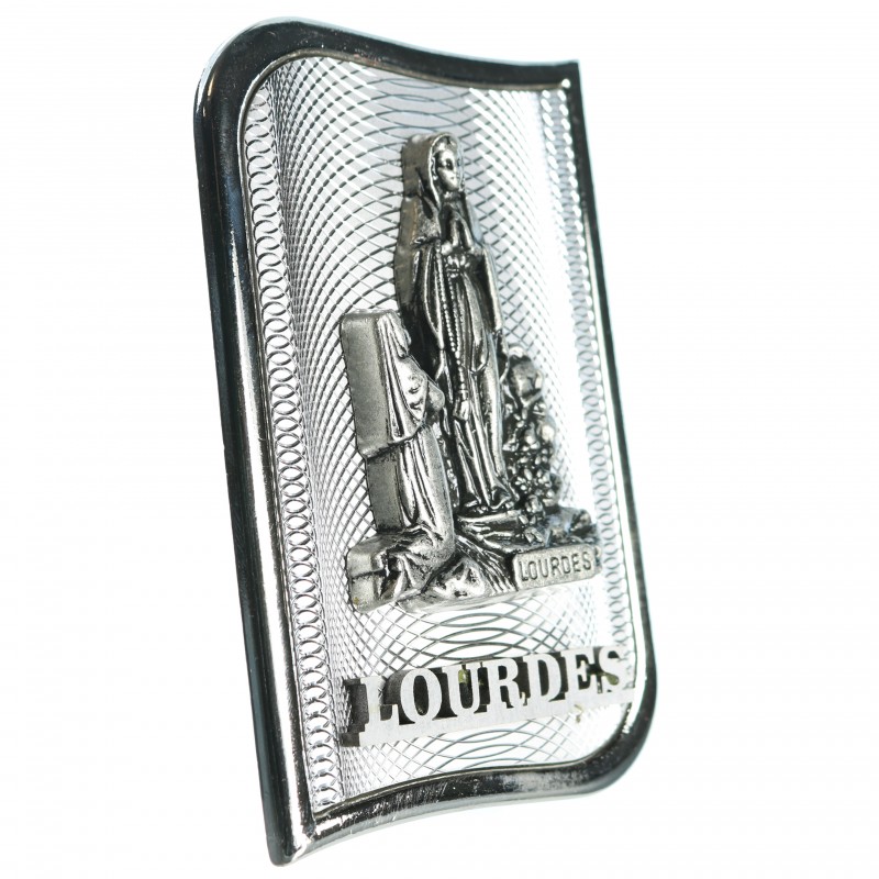 Quadro in metallo dell'Apparizione di Lourdes