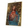 Wooden plaque of the Sacred Heart of Jesus on a mosaic background