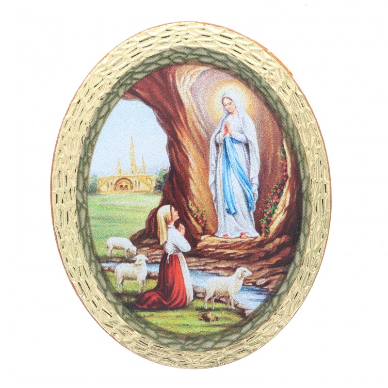 Magnet de l'Apparition de Lourdes de forme ovale