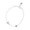 Bracciale in argento con croce e tondo blu e bianco con strass