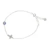 Bracciale in argento con croce e tondo blu e bianco con strass