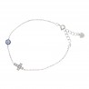 Silver Bracelet with a Cross and a Blue and White Round with Rhinestones