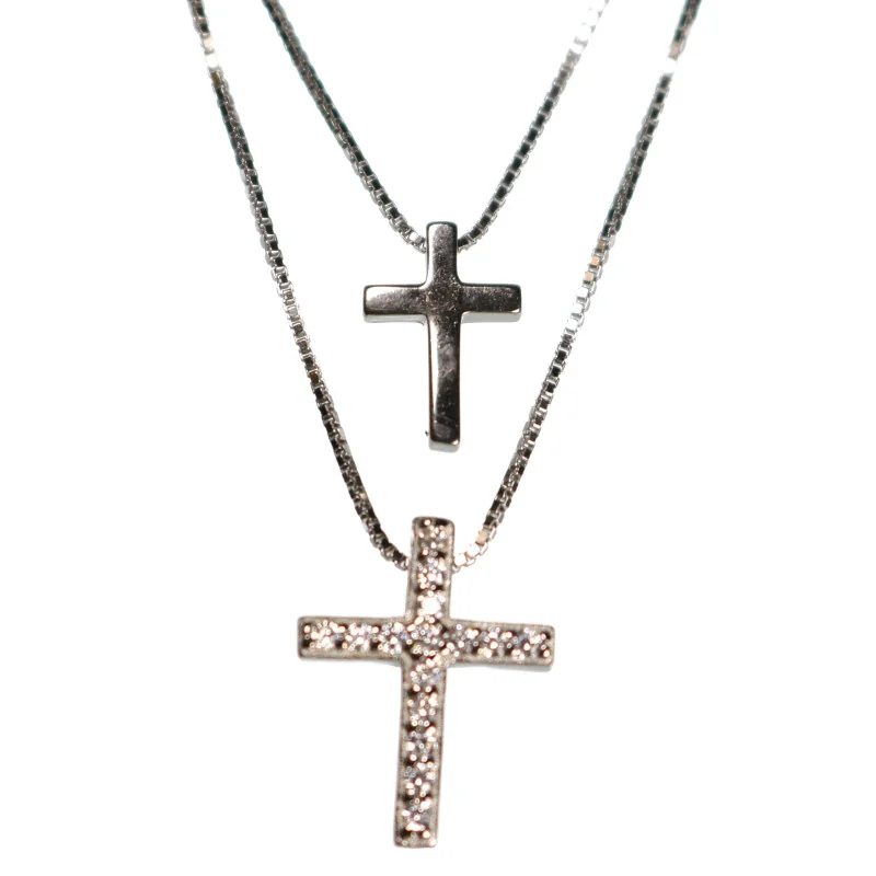 Collana Con Pendente Croce In Argento 925 E Moissanite 2 Ct - Giorno Di Natale - Animas Jewels - Foto 2